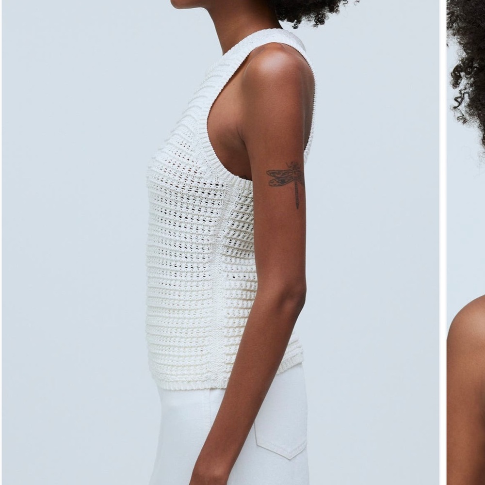 Madewell NEW Open stitchcrewneck cotton sweater tank - Picture 3 of 8